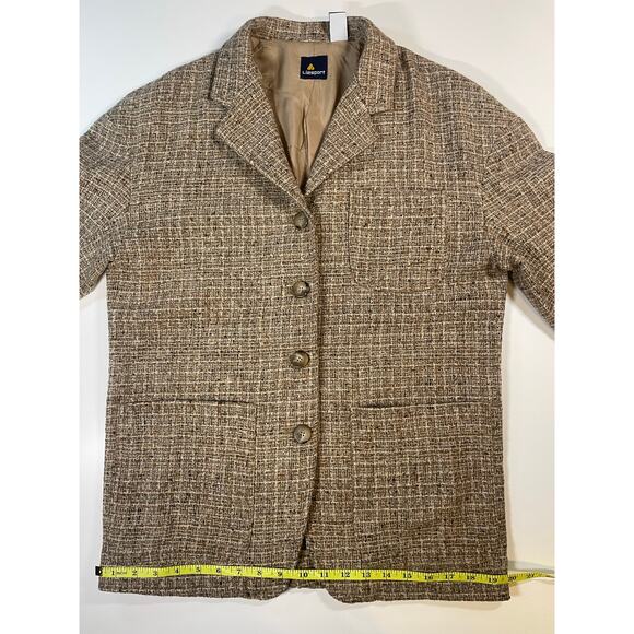 VTG Lizsport Brown Tweed Wool Blend Blazer Jacket Womens Sz S Classic office - Picture 7 of 10